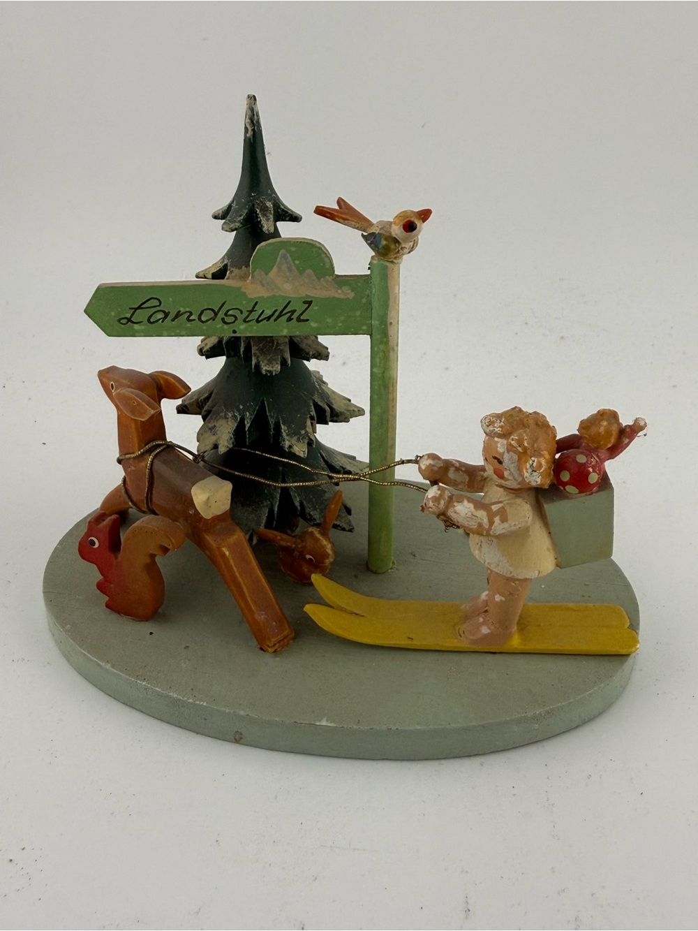 Vintage Steinbach German Wood Skier Figurine - Landstuhl Souvenir